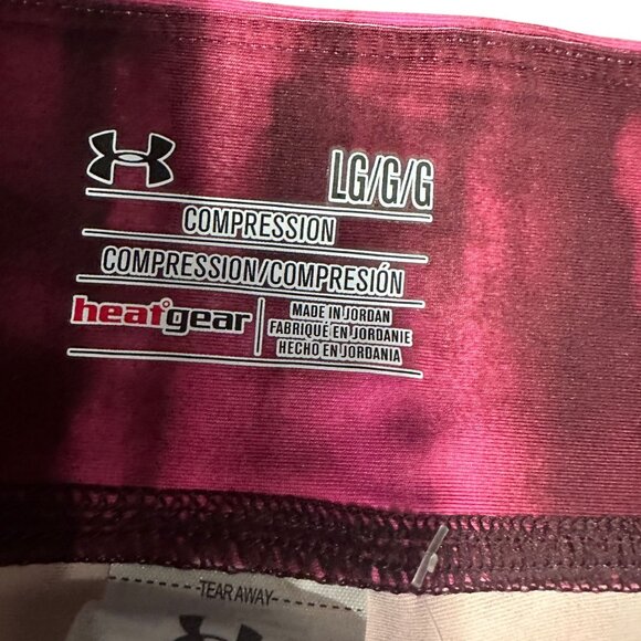 NWT Under Armour Womens L HeatGear Leggings Compression Capri Pink Tie Dye - Picture 3 of 16